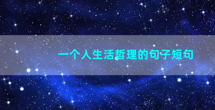 一个人生活哲理的句子短句