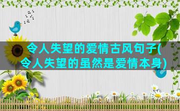 令人失望的爱情古风句子(令人失望的虽然是爱情本身)