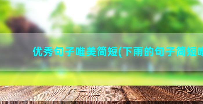 优秀句子唯美简短(下雨的句子简短唯美)