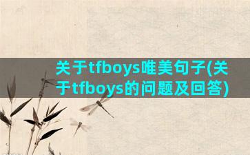 关于tfboys唯美句子(关于tfboys的问题及回答)