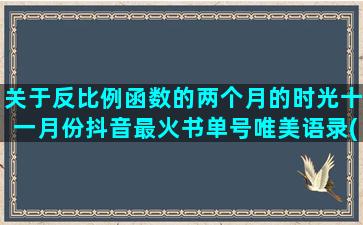 关于反比例函数的两个月的时光十一月份抖音最火书单号唯美语录(关于反比例函数的名言)