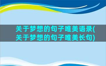 关于梦想的句子唯美语录(关于梦想的句子唯美长句)