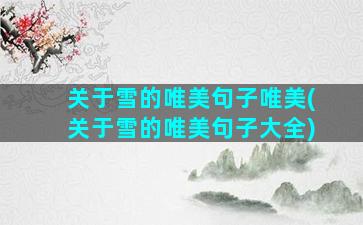 关于雪的唯美句子唯美(关于雪的唯美句子大全)