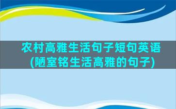 农村高雅生活句子短句英语(陋室铭生活高雅的句子)