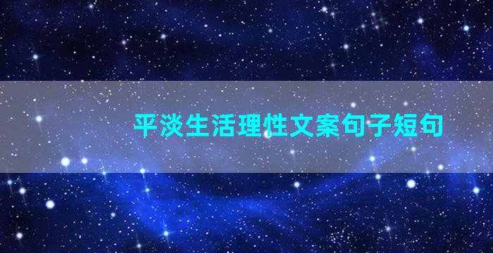 平淡生活理性文案句子短句