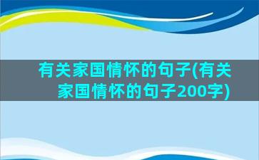 有关家国情怀的句子(有关家国情怀的句子200字)