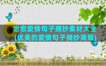 治愈爱情句子摘抄素材大全(优美的爱情句子摘抄简短)