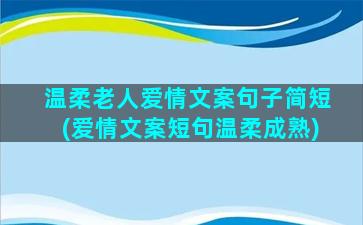 温柔老人爱情文案句子简短(爱情文案短句温柔成熟)