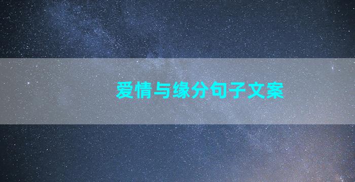 爱情与缘分句子文案