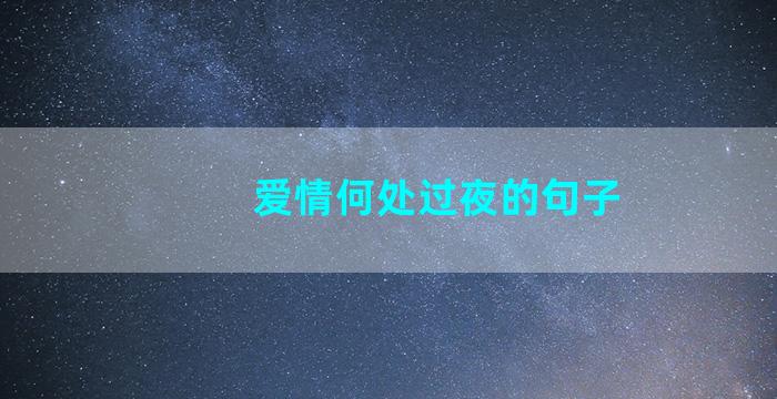 爱情何处过夜的句子