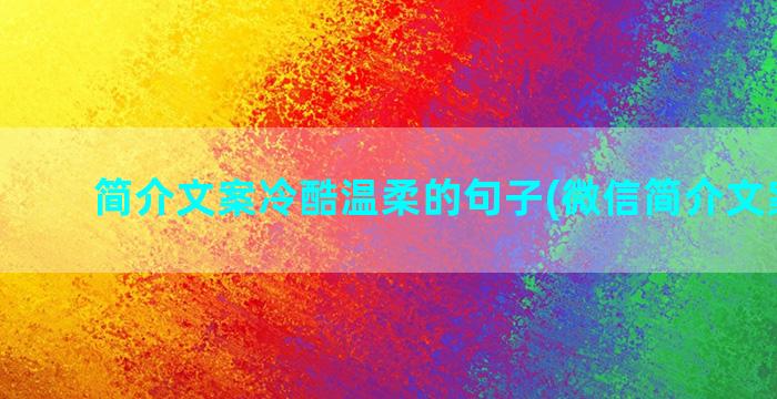 简介文案冷酷温柔的句子(微信简介文案温柔)