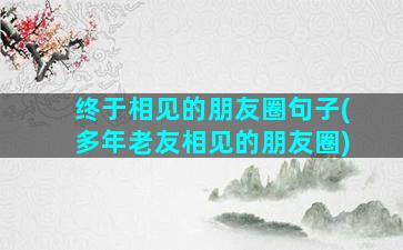 终于相见的朋友圈句子(多年老友相见的朋友圈)