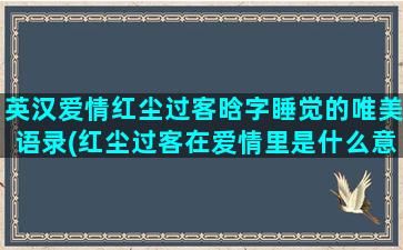 英汉爱情红尘过客晗字睡觉的唯美语录(红尘过客在爱情里是什么意思)