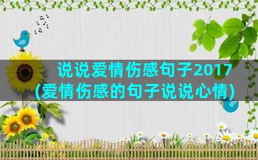 说说爱情伤感句子2017(爱情伤感的句子说说心情)