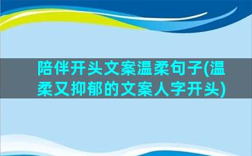 陪伴开头文案温柔句子(温柔又抑郁的文案人字开头)